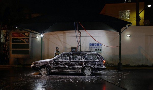 hand car wash at night