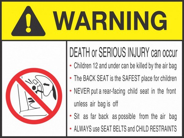 air bags child safety feature kid warning