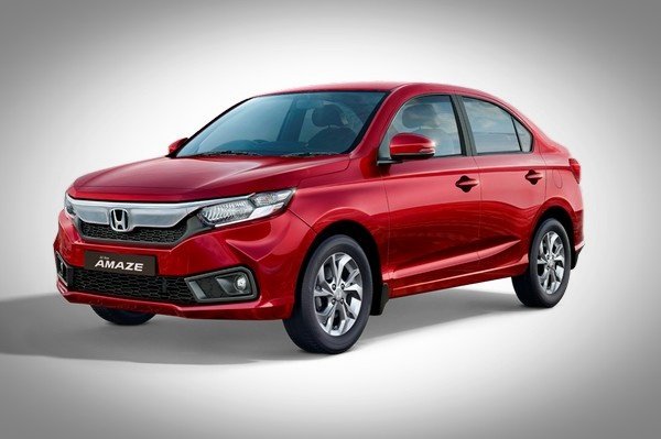  2018 Honda Amaze red color front look right to left