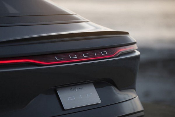 Lucid car silver color tailgate