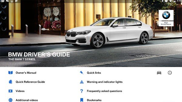 menu BMW india driver guide of the mobile app 