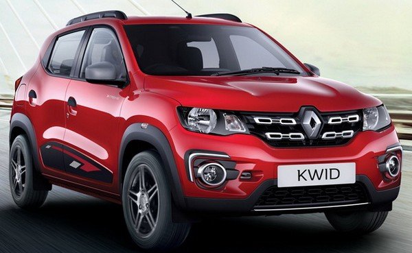 2022 Kwid Electric red color from back to front nature background