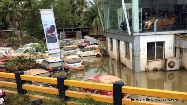 Cars drowned in the Kerala floods