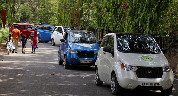 electric cars parking on road