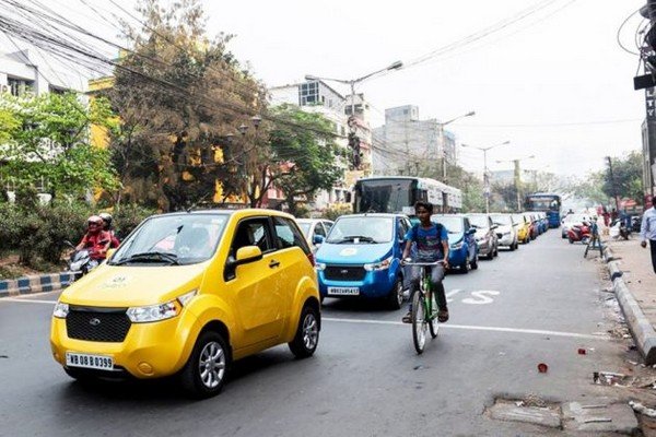 electric cars running on road