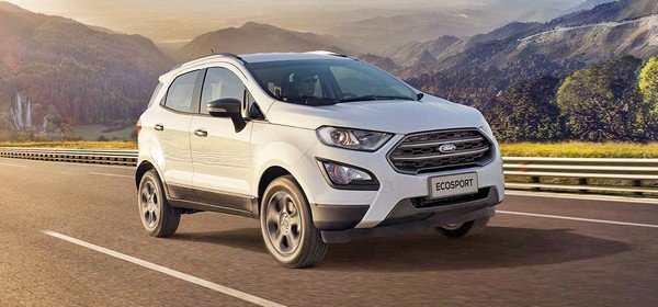 Ford Eco Sport white color from back to front nature background