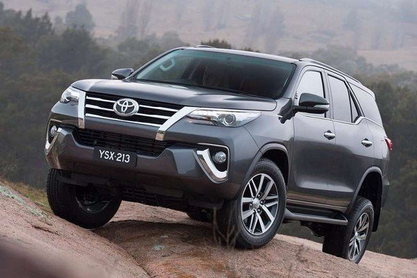 2018 Toyota Fortuner silver color blurred nature background