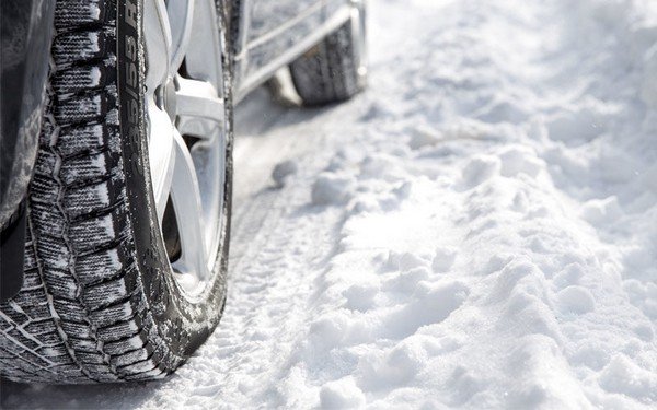 Tyres on a snowy road.