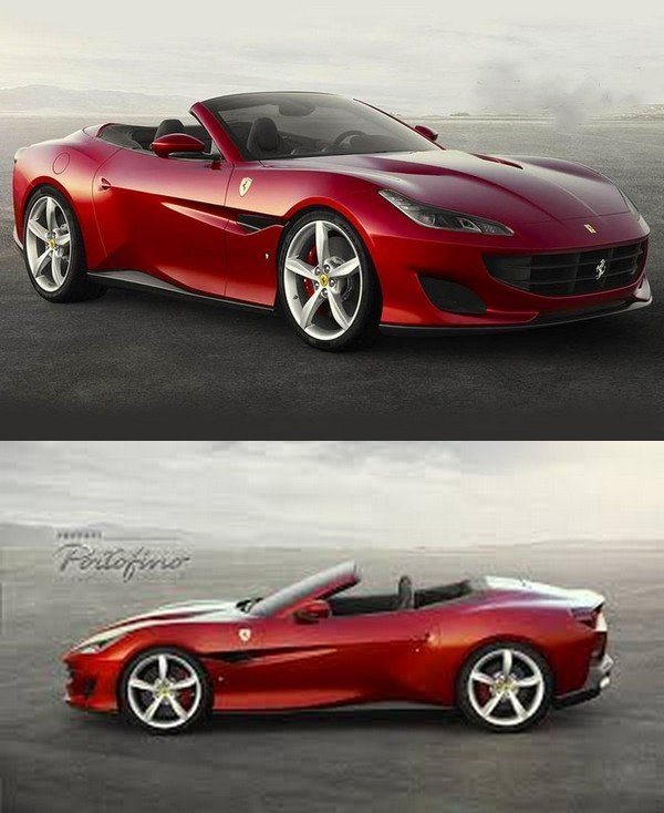 Ferrari Portofino red colour front and side profile