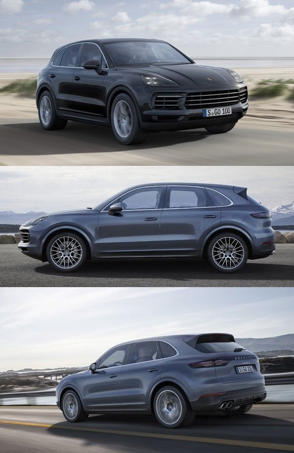 Porsche Cayenne dark blue colour front, side profile and rear