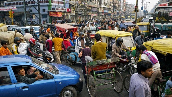 crowded road in India