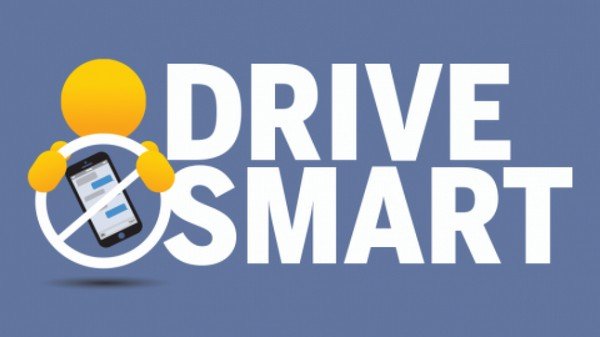 drive smart graphic image no smart phone sign with text