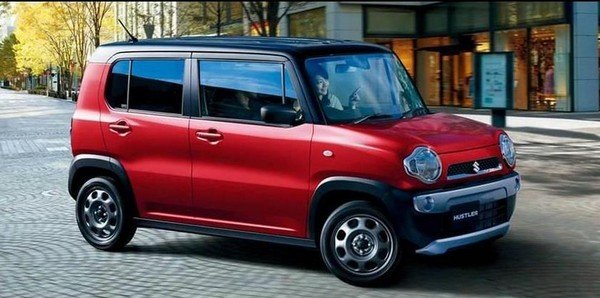 Maruti micro-SUV 2019 red color angle look on the street