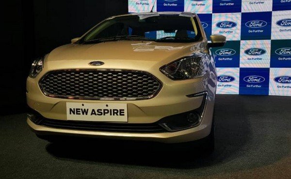 Ford Aspire silver color at showroom