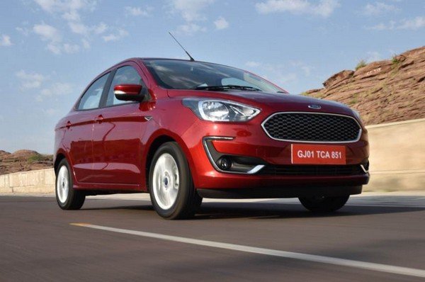 2018 Ford Aspire red colour running on the road