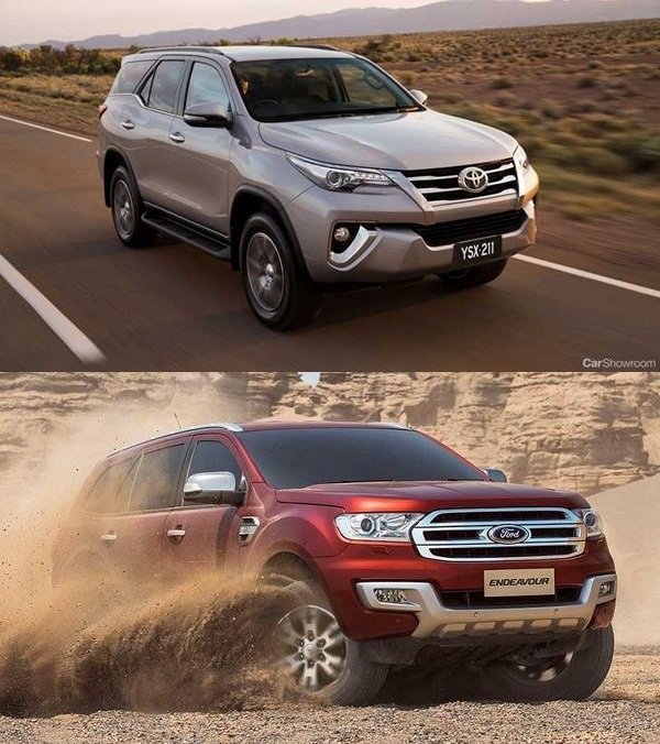 Toyota Fortuner and Ford Endeavor, front side