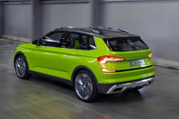  Skoda Vision X-based SUV lemon green side look