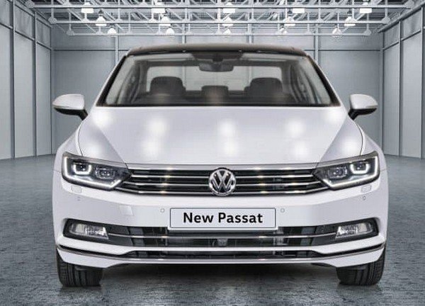 Volkswagen Passat direct front look white color