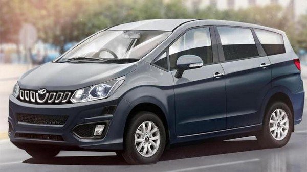 Mahindra Marazzo MPV dark blue color side look left to right