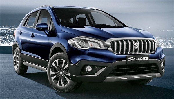Maruti S-cross’ front view, blue color