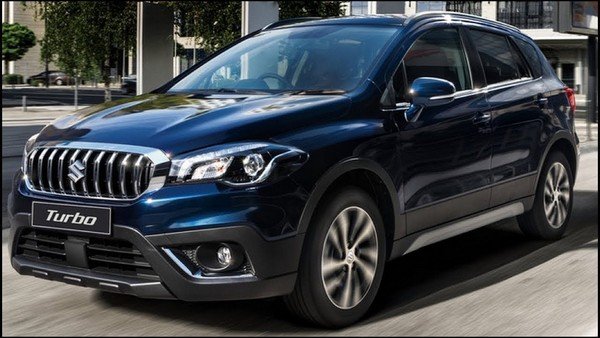 Maruti Suzuki S-cross on road blue color side view