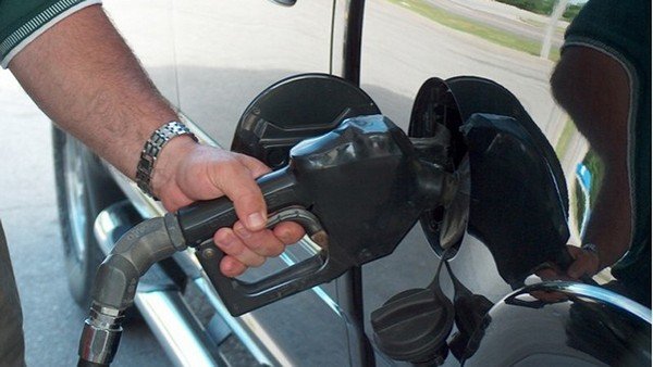 a hand pump petrol for a black car