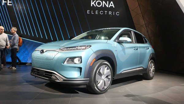 Hyundai Kona EVs at auto show