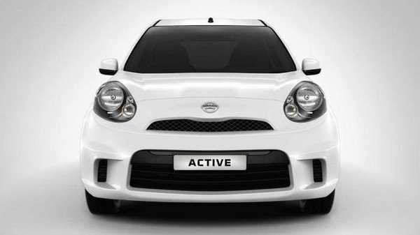 The Nissan Micra Active, white colour, front angular look