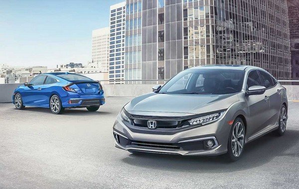 2019 Indian Honda Civic one blue car and one silver car