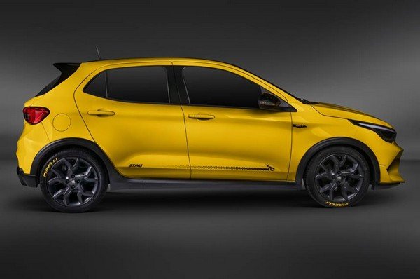 Fiat Argo Sting, bright yellow, right angular look