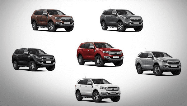 6 colors  of Ford Endeavour 2018