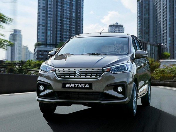 Maruti Suzuki Ertiga MPV silver color direct front look