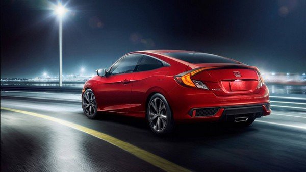 Honda Civic 2019, red colour, rear angular look