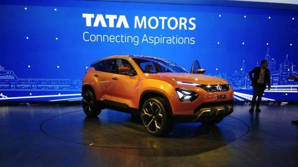 orange Tata Harrier on the show room