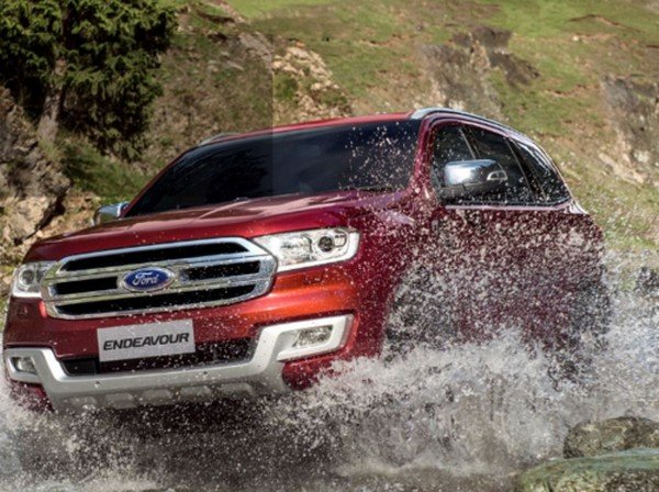 2018 Ford Endeavour, red colour, front angular look