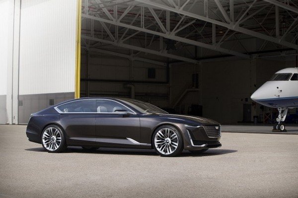 black Cadillac CT5 side view