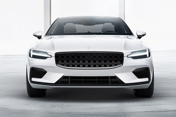 white Polestar 2 front view