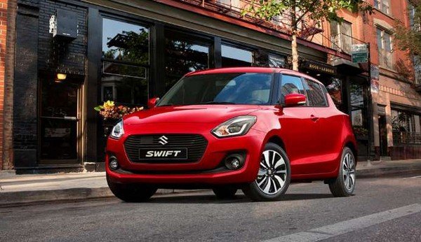 Maruti Suzuki Swift 2018 India red color front look street background