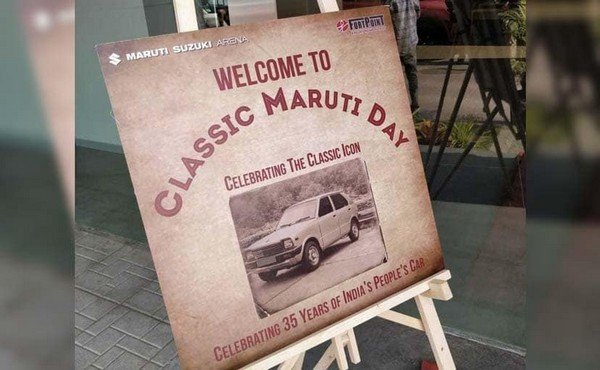 welcome standee of Maruti classic day 
