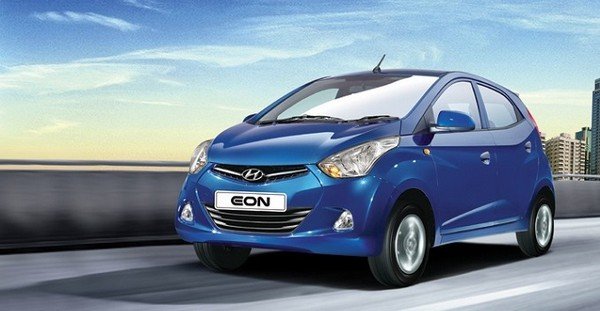 Hyundai Eon blue color front look on road