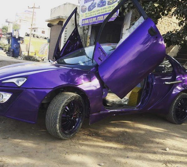 modified Maruti baleno purple color side look