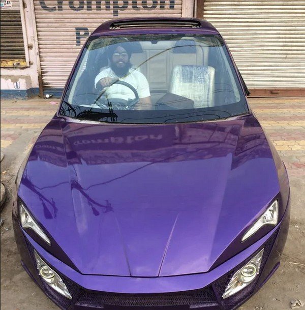 modified purple Maruti Baleno front look