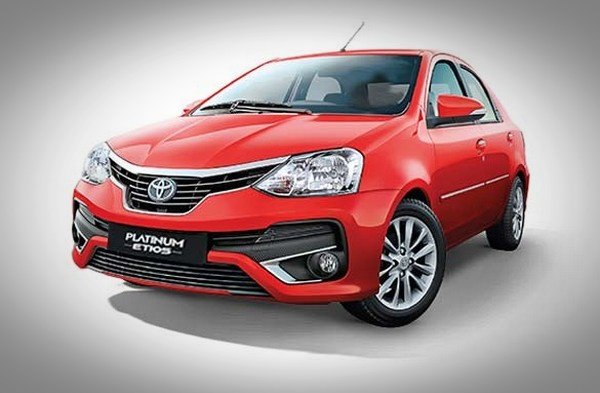 Toyota Etios front angle look upward red color