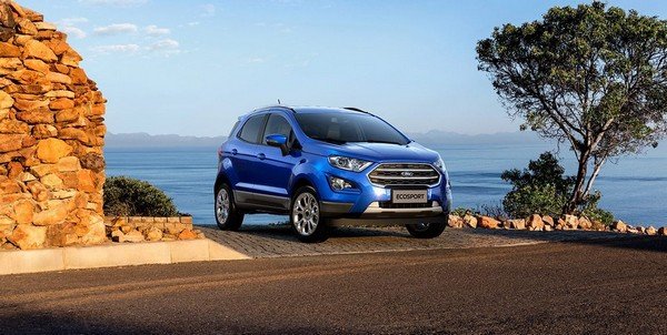 Ford EcoSport 2019 India blue color front look