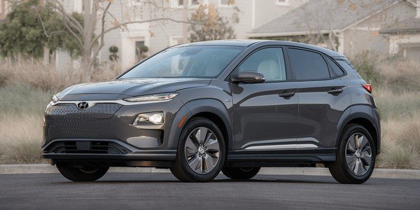 Hyundai Kona EV black side view