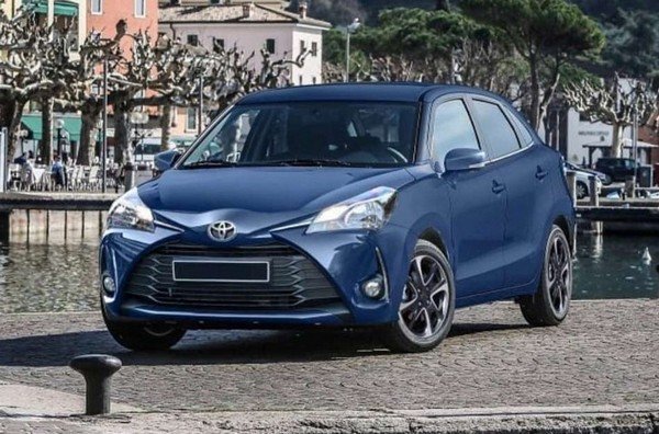 Toyota premium hatchback, front, blue