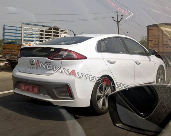 Hyundai Ioniq EV rear white spied