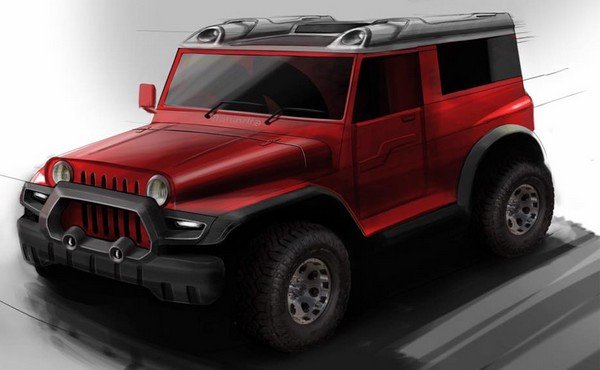 2020 Mahindra Thar red angular