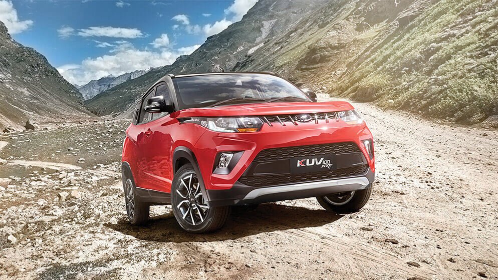 Mahindra KUV100 Exterior Front Look red color off road