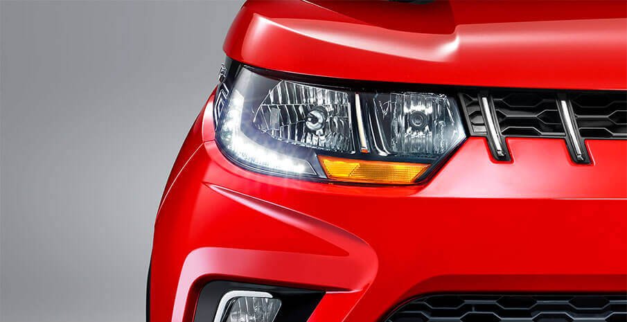 Mahindra KUV100 Exterior Front headlight red color